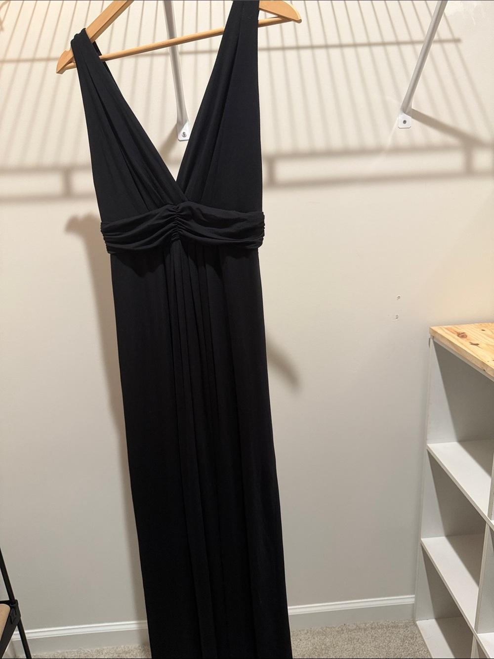 Tart Collections Black Deep V Maxi Dress with Ruched Waist